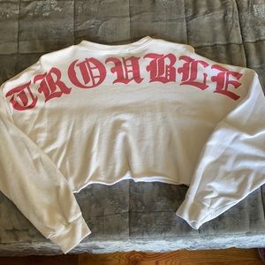 Women’s white cut off sweat shirt